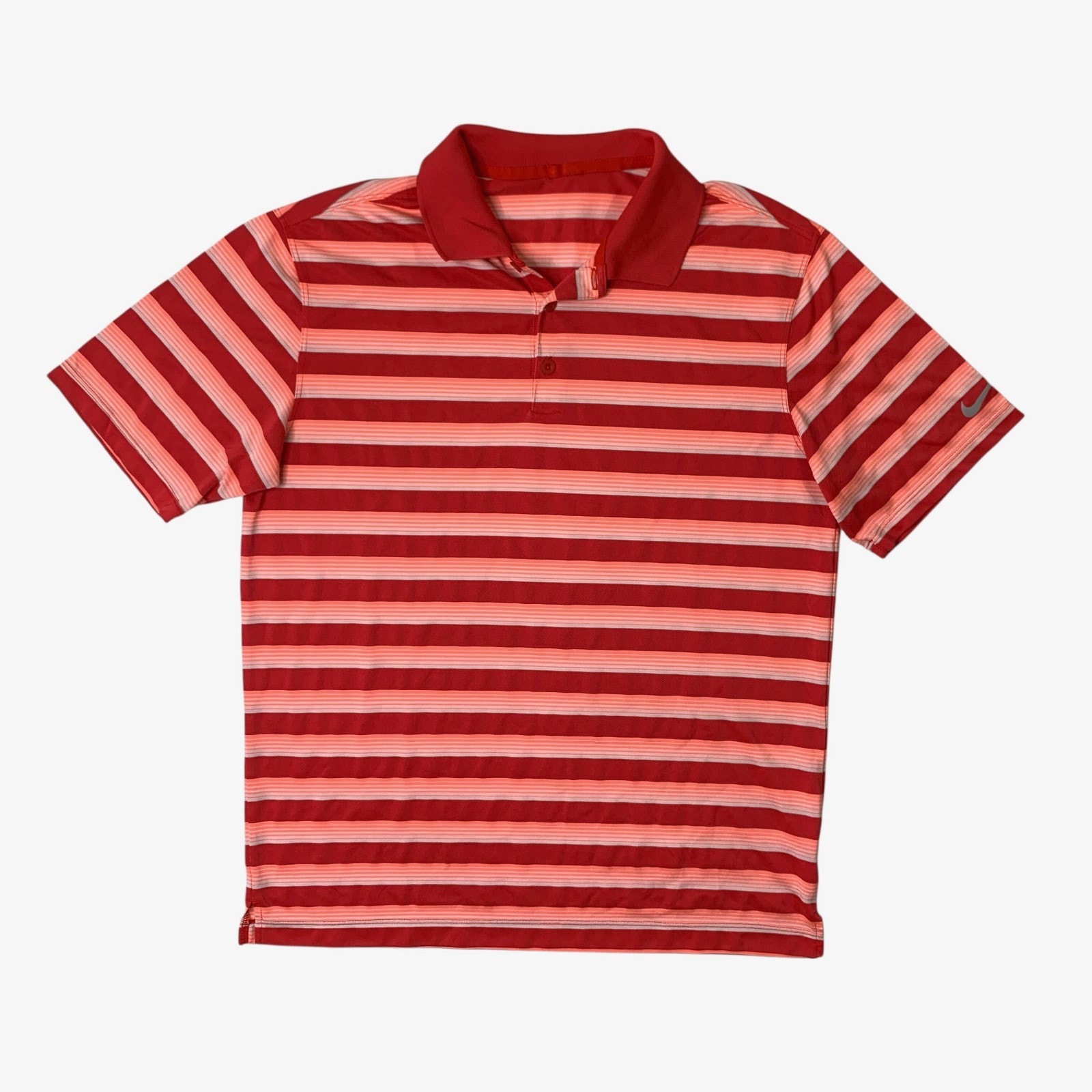 Nike Shirt Mens M Medium White Red Dri Fit Striped Performance Golf Polo
